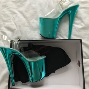 Turquoise Pleaser Heels 8”
